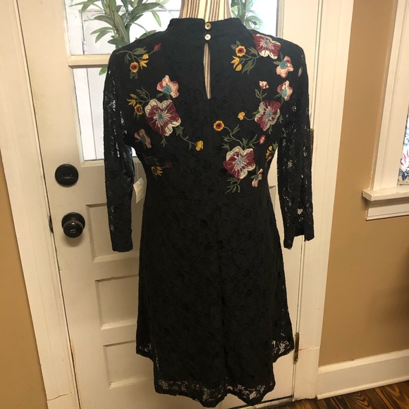 Altar’d State black lace dress with embroidery - Picture 7 of 8